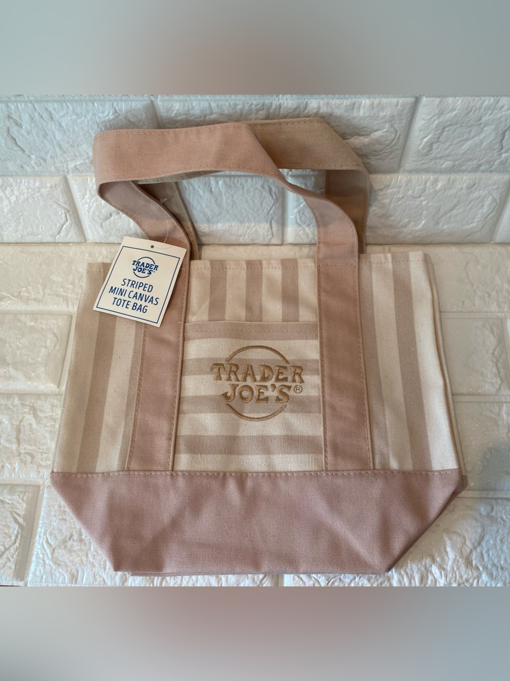 Trader Joe’s Striped Mini Canvas Tote Bag - New With Tags